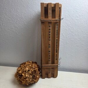 Vintage Houston's Wooden Crate of Cheese Imported Cookies Rustic Wall Box Shelf